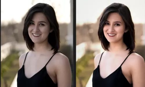 Portrait image before and after AI