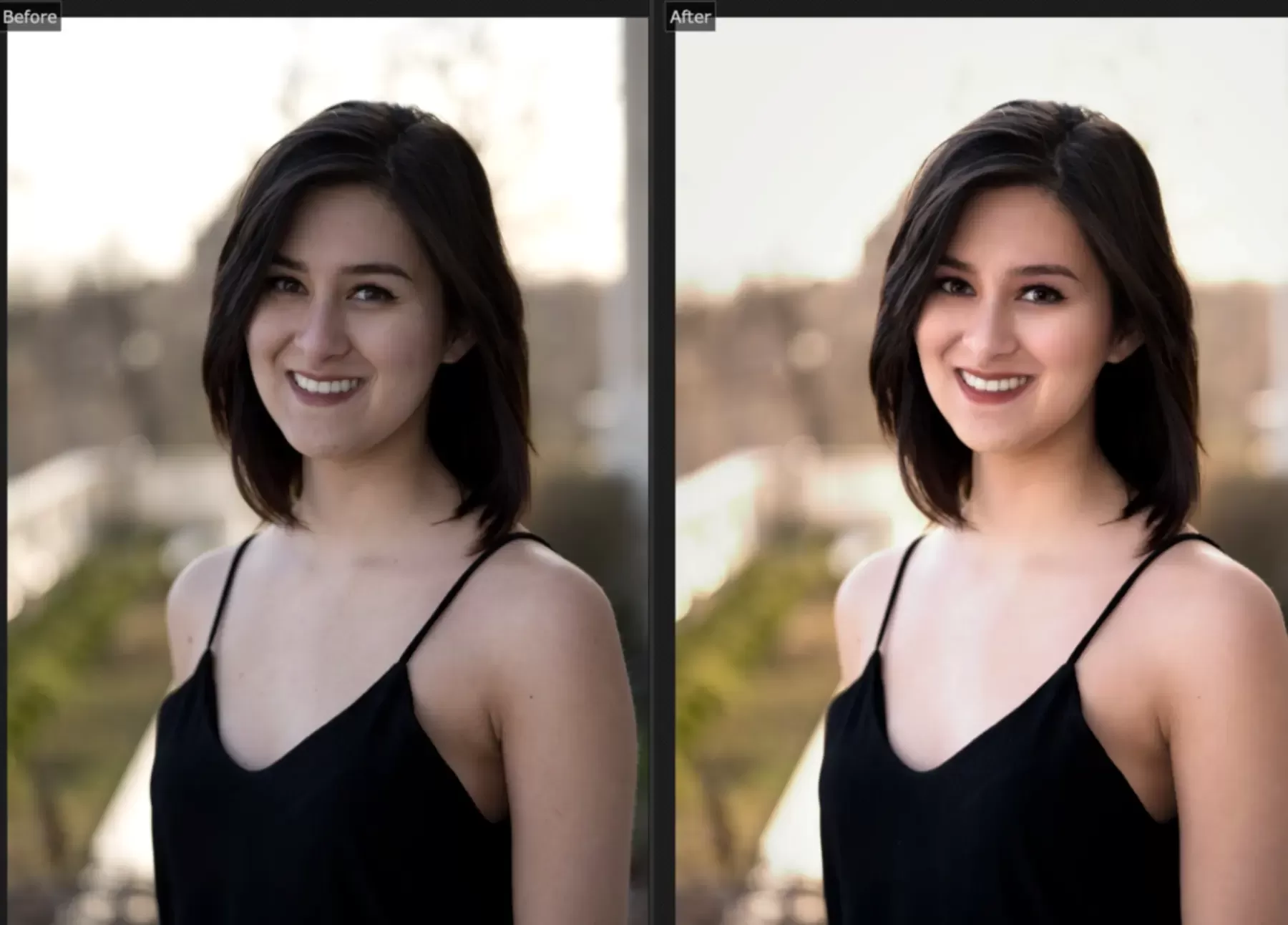 Portrait image before and after AI