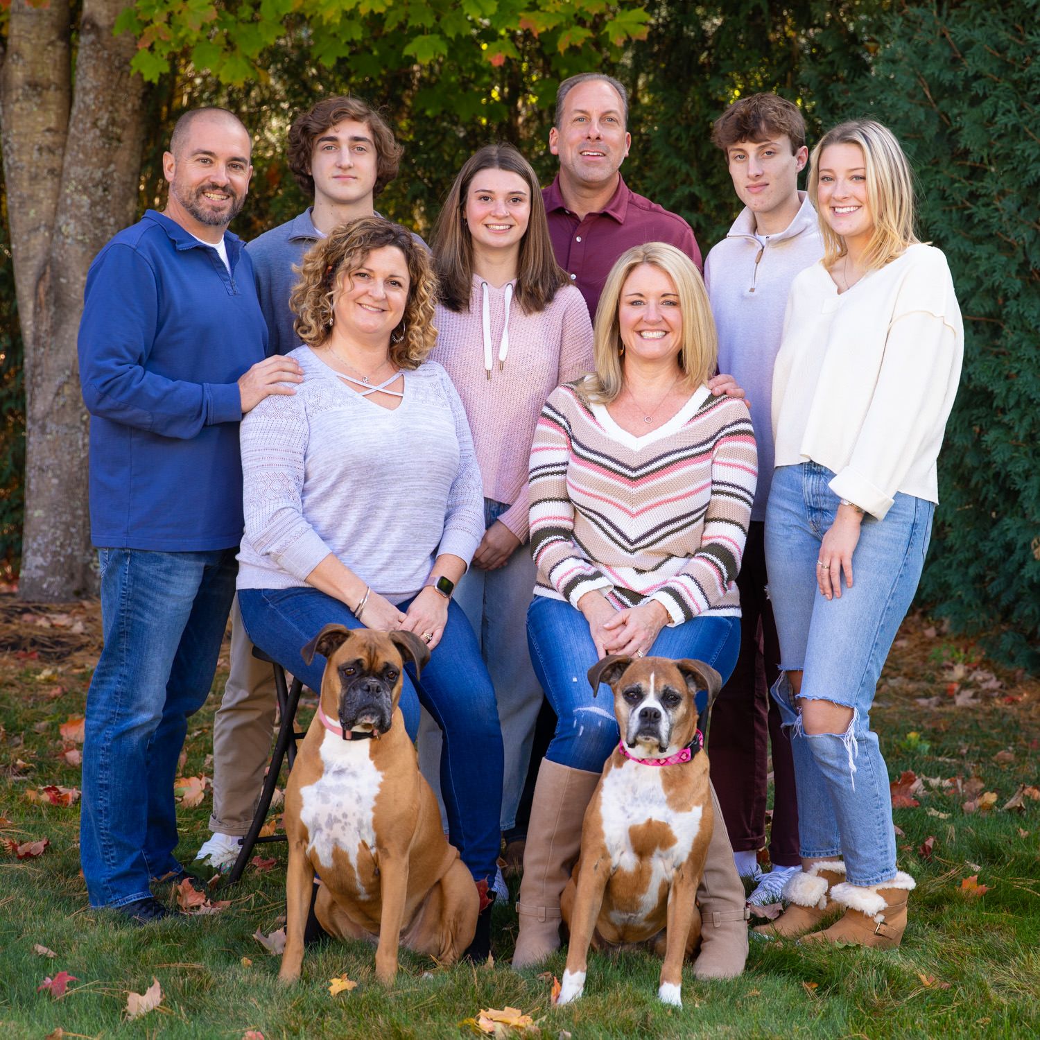 Family group with dogs